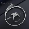 Örhängen Halsband Moontree Kvinnor Bröllop Bridal Bangle Ring Dubai Dress Smycken Set Lxury Ginkgo Leaf Full Micro Cubic Zirconia