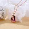 024 luxo tulipa colar feminino pingente roxo cristal birthstone dia de mãe jóias presentes adequados para festa de aniversário de aniversário senhoras