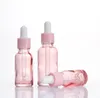 Flacon compte-gouttes en verre rose 10ml 20ml 30ml, bouteilles d'huile essentielle, de réactif liquide, conteneurs d'emballage de cosmétiques SN3071