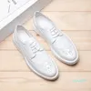 British Mens White Brogue Shoes For Party Platform Carved Lace Up PU Leather Office Career Business Leisure Zapatos Black Size 38-44