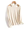 H.SA Pull Femme Hiver Femmes Jumpers Manches longues Creux Out Slash Cou Blanc Knt Sexy Pull 210417