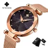 Wwoor mode sterrenhemel vrouwen horloges luxe merk diamant quartz rose goud horloge vrouwen casual polshorloge vrouwen klok 210527