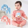 Kerstmis babykleding 2022 herfst winter katoen cartoon baby jongen trui 2 stuk gebreide baby baby meisje uitje pak 0-4Y 211122