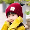 Moda Jesień Dzieci Beanie Boże Narodzenie Cute Cartoon Reindeer Baby Beanie Hat Casual Miękkie Ciepełkowe Szydełka Kapelusz Prezent Dzieci Y21111