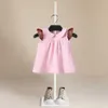 New Girl Dress Bambini Summer Striped Princess Party Dress Fashion Kids Flower Girl Abiti senza maniche Baby Girl Clothes Q0716
