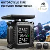 TPMS Motorcyklar Däcktrycksövervakningssystem med 2 sensorer LCD -display Auto Alarm System Wireless Solar Realtime Tester9173921