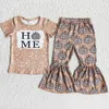 Whole Designer Clothes Kids Sets Pumpkin Print Boutique Baby Girls Clothing Short Sleeve Bell Bottom Pants Halloween Toddler K1581130