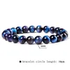 Vintage Tiger Eye Stone Bracelets Men Handmade Stretch Jewelry Polished 8 mm Blue Cat Eye Beads Bangle Women Chakra Mala Pulsera