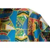 Mode Dashiki Print Afrikanisches Hawaiihemd Männer Casual Kurzarm Henley Top Hemd Button Down Tropical Aloha Beach Wear 3XL 210522