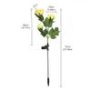 LED Solar Rose Flower Lawn Light Outdoor Garden Stake Lampa Krajobraz Ścieżka Yard Decor - żółty