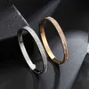 Brand Jewelry Gold Half Round Square Cz Stone Bracelet Bangle Surgical Steel Shell Bracelet for Women Forever Love Birthday Gift Q0717