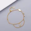 Pulseira de Design Clássico para Mulher Elemento Flor com Corrente Cauda Pulseiras de Tamanho Ajustável Colar Tendência da Moda