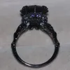 Victoria Wieck Cool Vintage Biżuteria 10kt Czarny Złoto Wypełnione Czarny AAA Cyrkonia Kobiety Wedding Skull Band Pierścień Prezent Rozmiar5-11 Y0611