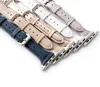 Luxury Leather Strap för Apple Watch Band 44mm 42mm 40mm 38mm Watchband Fashion Armband Iwatch Series 6 5 4 SE Wristbands Smart Tillbehör