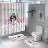 Занавески для душа, как и 3D-принт, набор набор водонепроницаемой мытья полиэфирная ванна против скольжения коврики для туалетной крышки крышки
