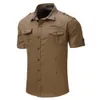 Chemise homme été hommes Cargo chemise 100% coton solide hommes décontracté mâle Style militaire chemises grande taille S-XL 210518