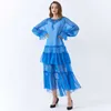 Wiosna Sukienka Dla Kobiet V Neck Z Długim Rękawem Casual Patchwork Ruffles Designer Mid Elegant Dresses Kobieta Moda Odzież 210531