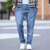 Jeans masculinos de alta qualidade leve reto solto algodão estiramento denim 2021 primavera e verão marca juventude moda thin249m