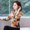 Spring Autumn Cardigan Clothes Fashion Floral Print Shirt Women Long Sleeve Chiffon Blouse Plus Size S-4XL Tops 10474 210508