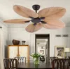 Decorative ceiling fan with no wind speed, high-quality manufacturing, factory price, natural palm leaf fan, 220V remote control ceiling fan, living room