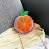 Söt barnflickor glitter plysch fleece crossbody plånböcker kedja väska orange druvfrukt form tecknad messenger axelväskor plånbok handväska personifierad g98729j