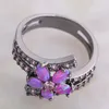 Cluster Anneaux De Mode Rose Cubique Zircone Violet Opale De Feu Noir Pistolet Plaqué Cadeau Fête De Mariage Pour Les Femmes Fleur R367