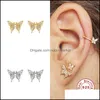 Stadnina Kolczyki Biżuteria Aide 925 Sterling Sier Hollow Rhinestone Butterfly Dla Kobiet Dziewczyny Wzory Boucle Doreille Prezenty Drop Delivery 2021 ZW