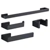 Portasciugamani 4 pezzi/set Rack Mensola in carta velina Supporti in metallo Accessori da bagno in acciaio inossidabile nero antiruggine impermeabile