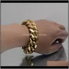 Set di braccialetti Drop Delivery 2021 Uomo Catene a maglie cubane in oro Gioielli Hip Hop Collana con bracciali in acciaio inossidabile 22M Pgz