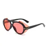 Sonnenbrille Punk Herren und Damen mit Seitenschutz runde PC-Linse UV400-Schutz Sonnenbrille