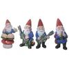 Decorazioni da giardino Gnomi felici in miniatura che ballano Celebrazione musicale Gnomo Figurine Set Statue in resina Artigianato Fata Nano Figure Outdo