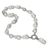 GuaiGuai Jewelry White Keshi Pearl Necklace CZ Pendant Handmade For Women Real Gems Stone Lady Fashion Jewellery7867295