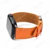 För 38 mm 40 mm 41 mm 42 mm 44 mm 45 mm Smarta remmar Modedesigner klockarmband Klockserie 7 6 5 4 3 2 1 Armband Klockarmband Högklassigt klassiskt orange läderarmband