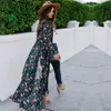 BOHO Baskılı Şifon Mayo Kapak-UPS Artı Boyutu Plaj Kadınlar Için Kimono Elbise Tunik Giymek Yaz Mayo Kapak Up A830 210420