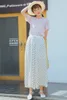 Kvinnor Skjortor Streetwear Wide Leg High Waist Lace Up Byxor Koreansk Loose Casual Flat Dot White Pant 2698 50 210415