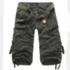 Summer Cargo Shorts Men Повседневная тренировка Военная армия Мужские Мульти-карманы Calf Длина Короткая одежда Homme 210714