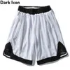 Bandana Shorts Men Elastic Waist Color Block Ribbon High Street Men's Shorts Mesh Double Layer Shorts for Man 210603