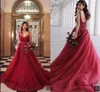 بورجوندي فساتين الزفاف حورية البحر ثوب الزفاف مع الأشرطة overskirt الرباط زين مطرز قطار الاجتياح مخصص زائد الحجم القلعة vestido دي novia