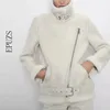 秋冬サッシングPUフェイクレザージャケットコート女性ソリッドジッパーカジュアル厚い暖かいウールラムジャケット至る