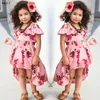 Child Clothes Girl Floral Dresses Summer Off Shoulder Ruffles Dress Princess Vestido Kid Costumes 3 4 5 6 7 8 9 10 11 12 Years Q0716