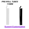 116MM Premium Opaque Child Resistant PRE-ROLL Tubes White Black Clear