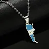 Acier inoxydable argentine carte drapeau pendentif colliers bijoux argentins cadeaux patriotiques