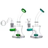 Base per bicchiere di vetro spesso 6,8 pollici Bocchino di ghiaccio colorato Bocchino per narghilè Dab Rig Recycler Gorgogliatore Tubi d'acqua con tubo per bruciatore di olio in vetro maschio da 14 mm e ciotola per tabacco