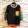 Sweaters Men'S Black Patchwork Long Sleeves Autumn Winter Pullover Knitted O-Neck Plus OverSize 5XL 210813