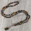 Natural Tiger Eye Onyx Strands Pulseira de Pedra Charme 6mm irregular Hematite Yoga Colar Para As Mulheres Homens 108 Mala Beads Bracelets Jóias