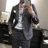 Zomer toevallige blazer mannen set slim fit trend jas Koreaans gestreept pak sport veste homme luxe jas eg50jk herenpakken blazers