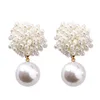 Korea Fashion Retro Handmade Beading Pearl Flower Drop Earrings Elegant Personality Pendients For Women Jewelry Dangle & Chandelier