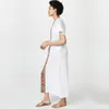 Blanco Long Beach Kaftan Embroidey Cubrir Sarong Robe de Plage Traje de baño Pareo Swim # Q779 210420