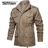 TACVASEN Army Field Jacket Men's Military Cotton Hooded Coat Parka Green Tactical Uniform Windbreaker Hunting Clothes Overcoat 210811