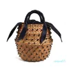 Fashion Bag Tote Handmade Embellished Straw Summer Holiday Beach with Pearl Ladies Woven Bucket Diamond Designer Handbags